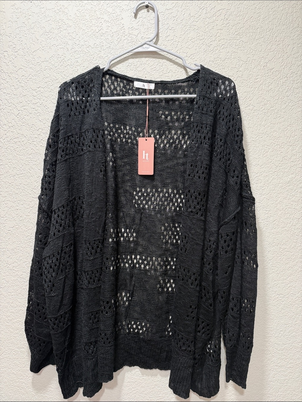 Hot touch Lightweight Black Open-Knit Women's Cardigan